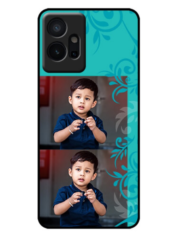 Custom Vivo T1 5G Custom Metal Phone Case - With Photo And Green Floral Design