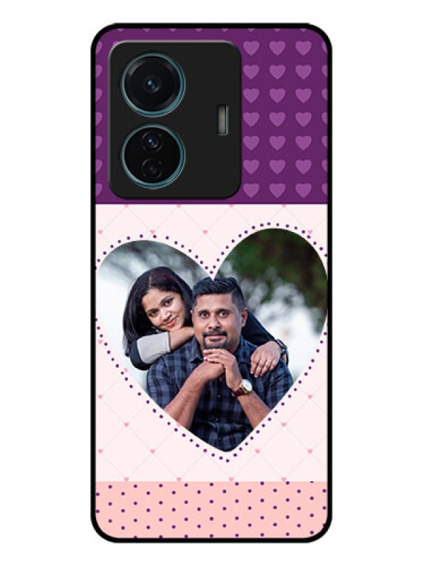 Custom Vivo T1 Pro 5G Custom Metal Phone Case - Violet Love Dots Design