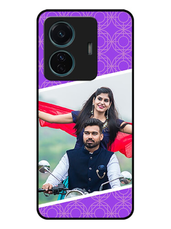 Custom Vivo T1 Pro 5G Custom Metal Phone Case - Violet Color Pattern Design
