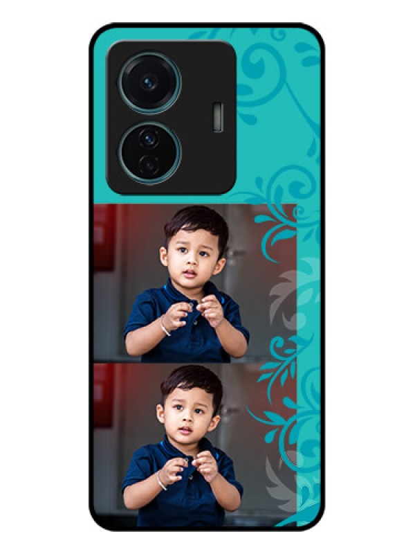 Custom Vivo T1 Pro 5G Custom Metal Phone Case - With Photo And Green Floral Design