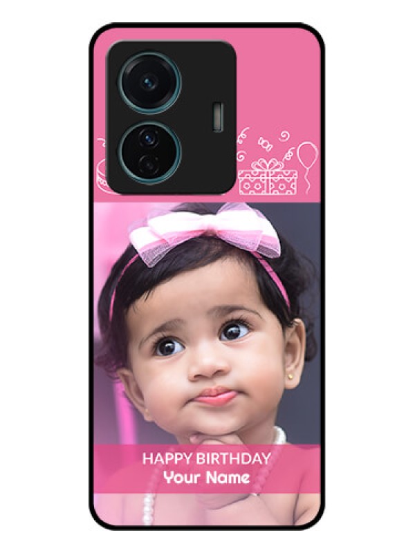 Custom Vivo T1 Pro 5G Custom Metal Phone Case - With Birthday Line Art Design