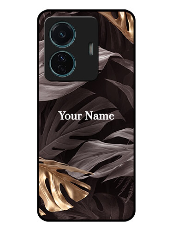 Custom Vivo T1 Pro 5G Custom Metal Phone Case - Wild Leaves Digital Paint Design