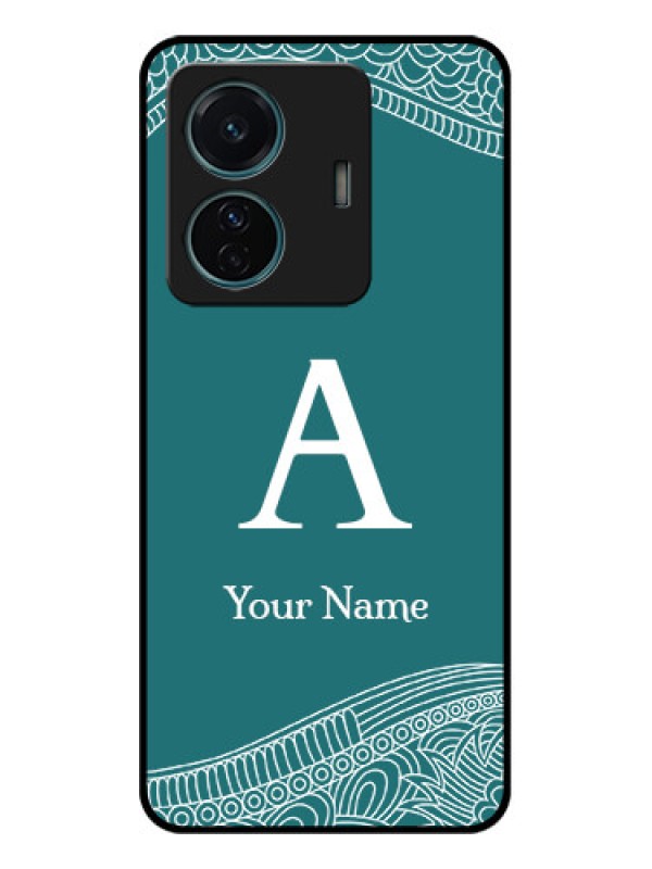 Custom Vivo T1 Pro 5G Custom Metal Phone Case - Line Art Pattern With Custom Name Design