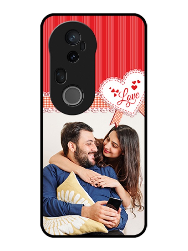 Custom Vivo T4 Ultra 5G Custom Metal Phone Case - Red Love Pattern Design