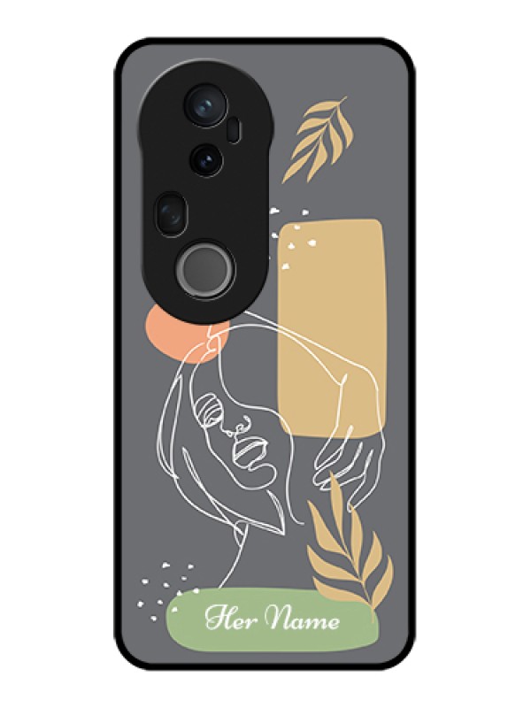Custom Vivo T4 Ultra 5G Custom Metal Phone Case - Gazing Woman Line Art Design