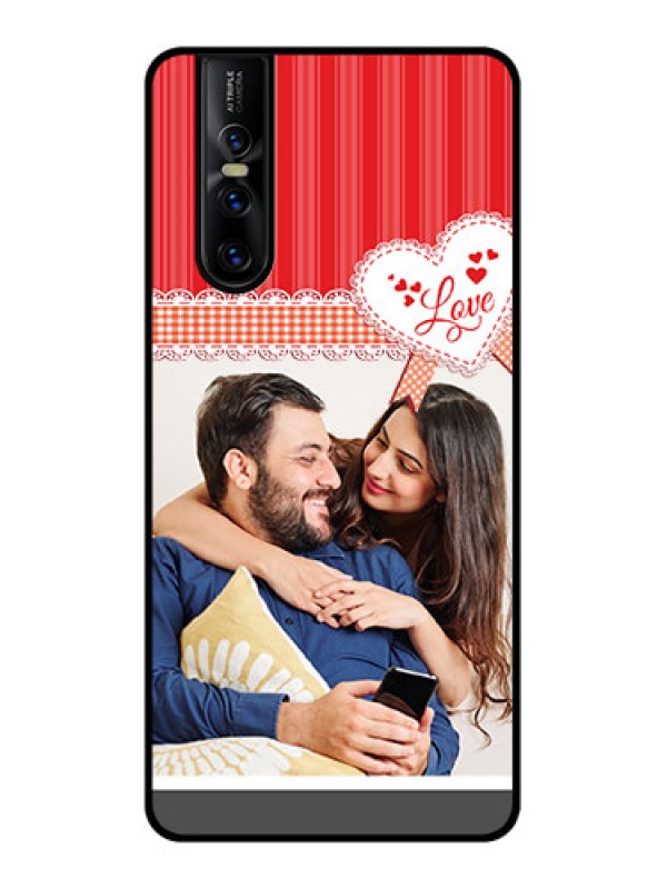 Custom Vivo V15 Pro Custom Metal Phone CaseRed Love Pattern Design