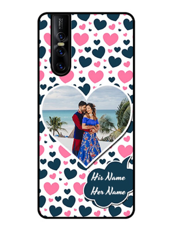 Custom Vivo V15 Pro Custom Metal Phone CasePink and Blue Heart Design