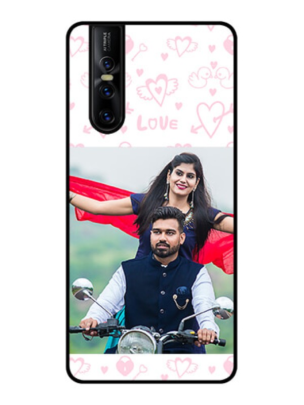 Custom Vivo V15 Pro Custom Metal Phone CasePink Flying Heart Design