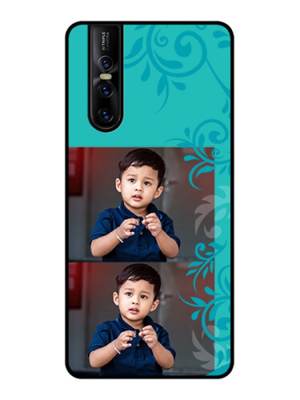 Custom Vivo V15 Pro Custom Metal Phone CaseWith Photo And Green Floral Design