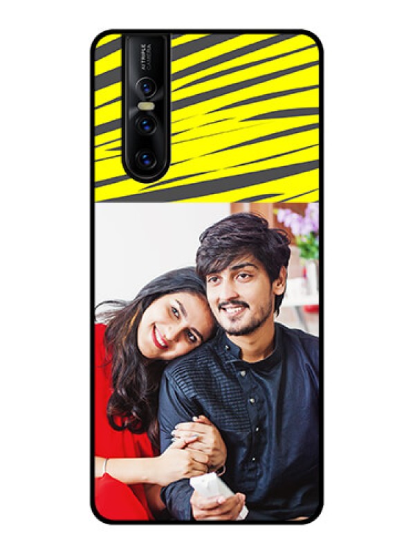 Custom Vivo V15 Pro Custom Metal Phone CaseYellow Abstract Design