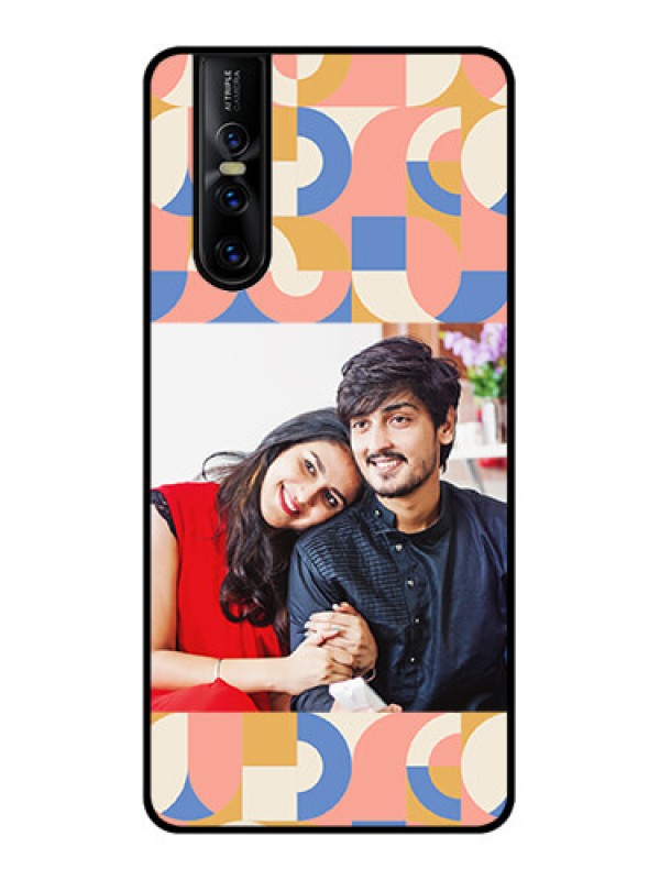 Custom Vivo V15 Pro Custom Metal Phone CaseSemi - Circle Maze Pattern Design