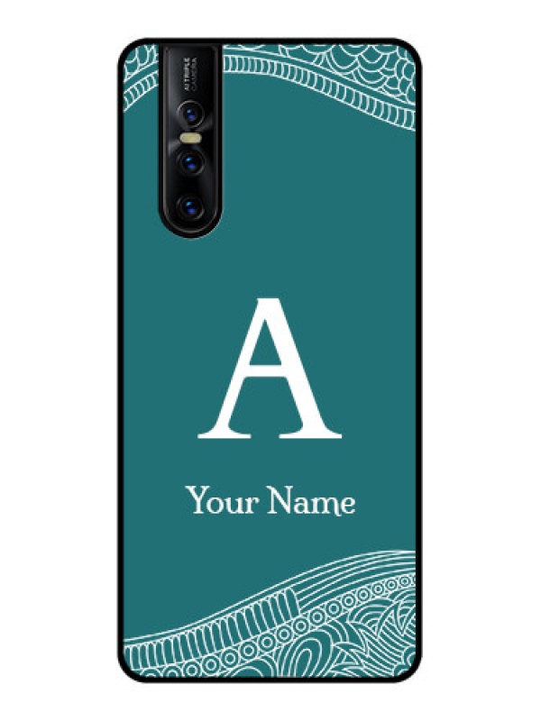 Custom Vivo V15 Pro Custom Metal Phone CaseLine Art Pattern With Custom Name Design