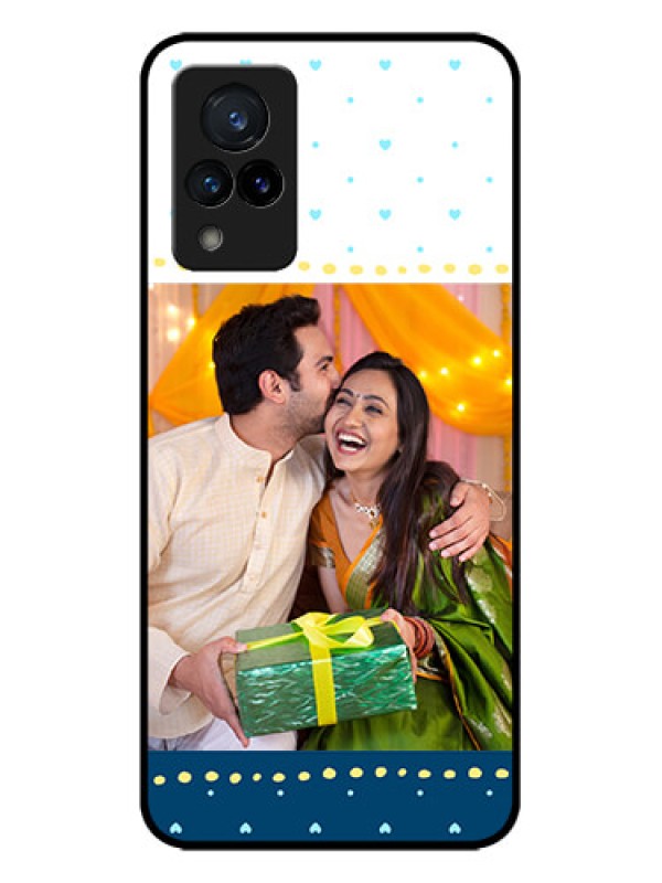 Custom Vivo V21 5G Custom Metal Phone CaseWhite And Blue Abstract Design