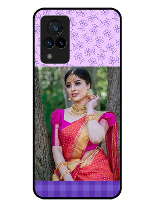 Custom Vivo V21 5G Custom Metal Phone CasePurple Floral Design