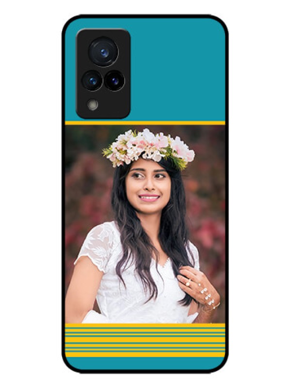 Custom Vivo V21 5G Custom Metal Phone CaseYellow and Blue Design