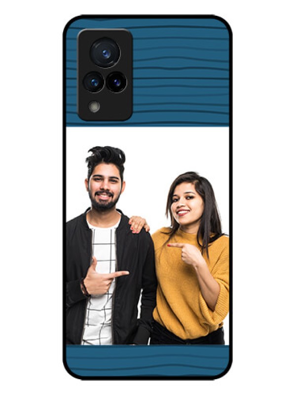 Custom Vivo V21 5G Custom Metal Phone CaseBlue Pattern Cover Design