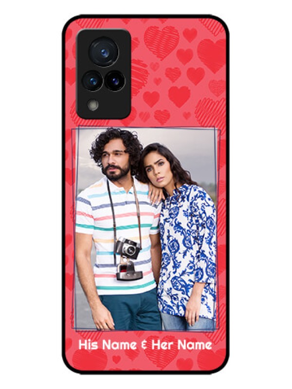 Custom Vivo V21 5G Custom Metal Phone CaseWith Red Heart Symbols Design