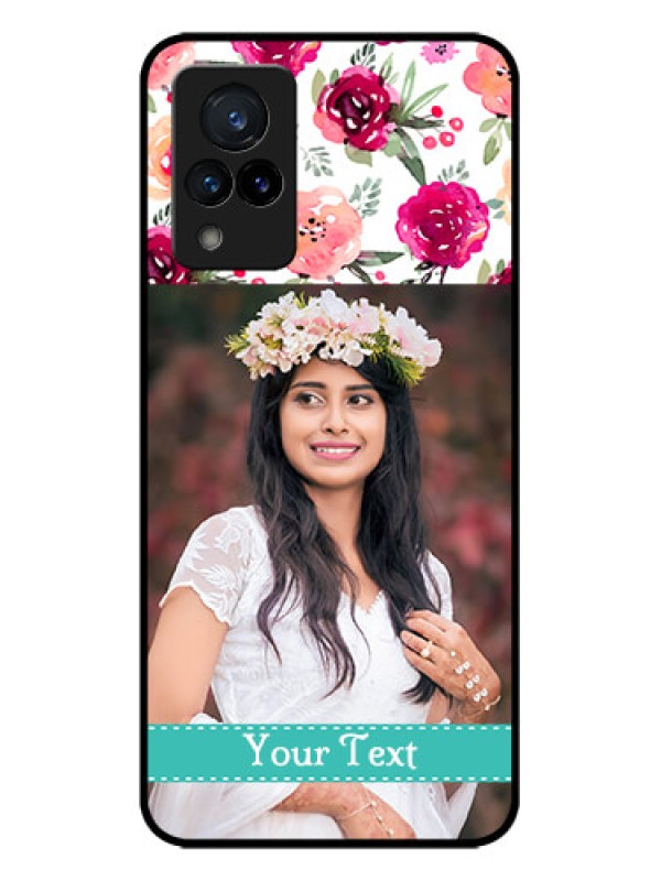 Custom Vivo V21 5G Custom Metal Phone CaseWater Colors Floral Design