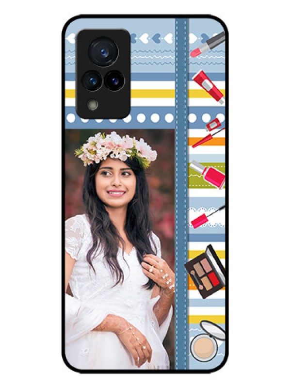 Custom Vivo V21 5G Custom Metal Phone CaseMakeup Icons Design