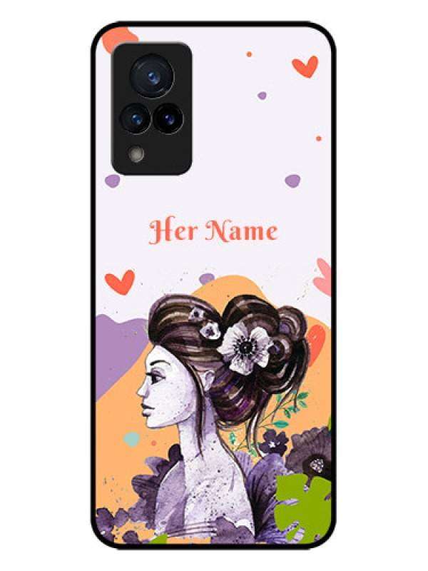 Custom Vivo V21 5G Custom Metal Phone CaseWoman And Nature Design