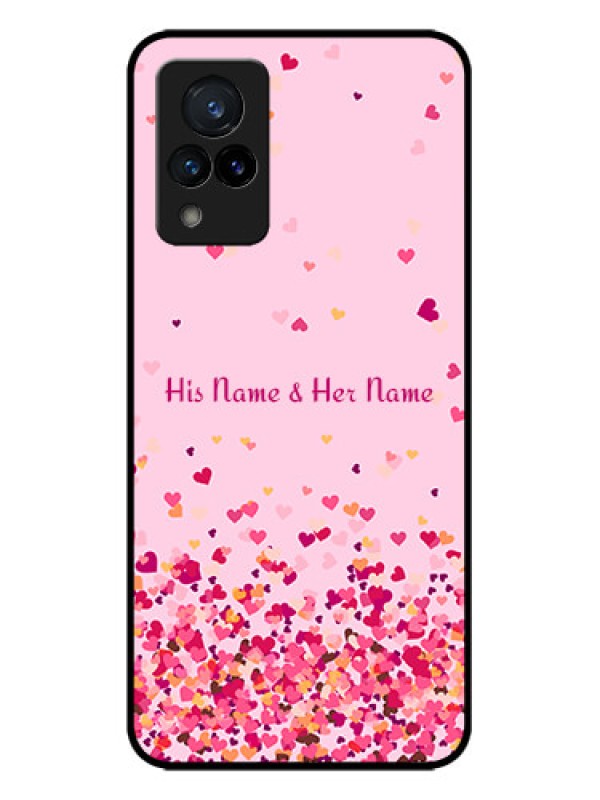 Custom Vivo V21 5G Custom Metal Phone CaseFloating Hearts Design