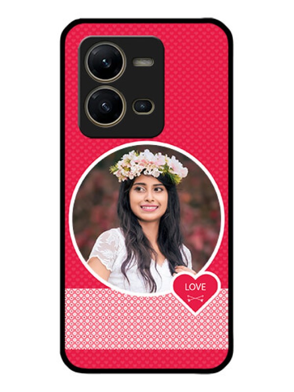 Custom Vivo V25 5G Custom Metal Phone CasePink Color Pattern Design