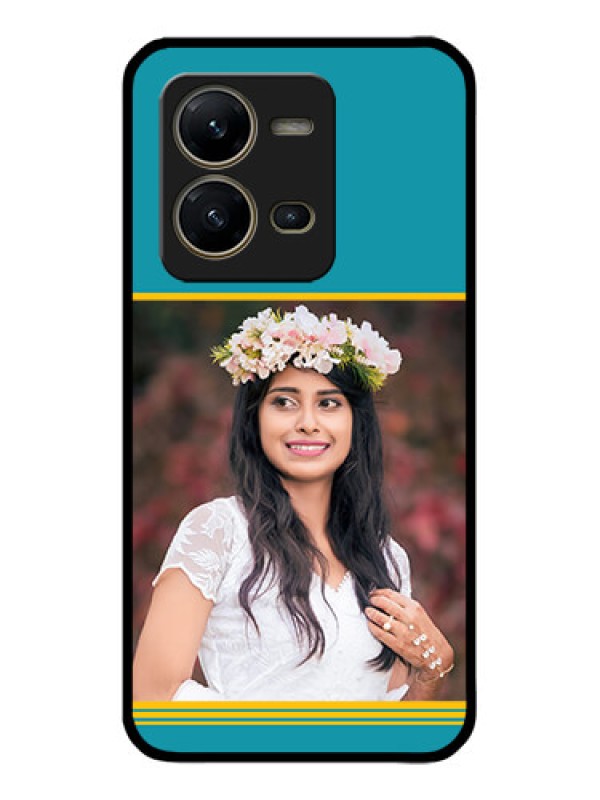 Custom Vivo V25 5G Custom Metal Phone CaseYellow and Blue Design