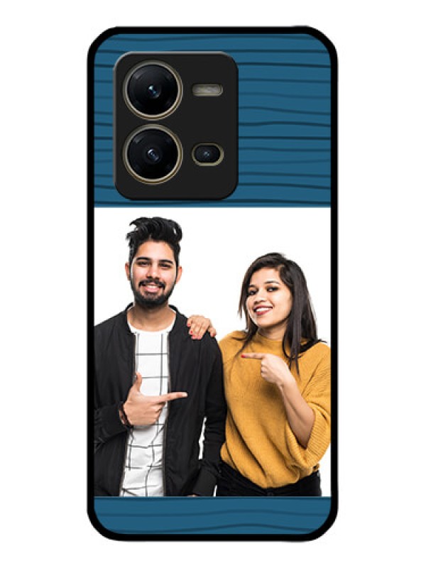 Custom Vivo V25 5G Custom Metal Phone CaseBlue Pattern Cover Design