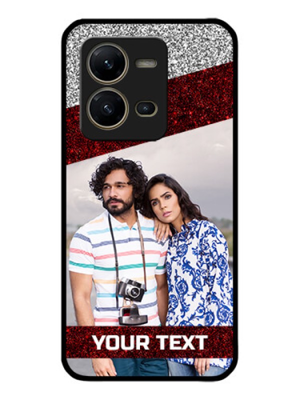 Custom Vivo V25 5G Custom Metal Phone CaseImage Holder With Glitter Strip Design