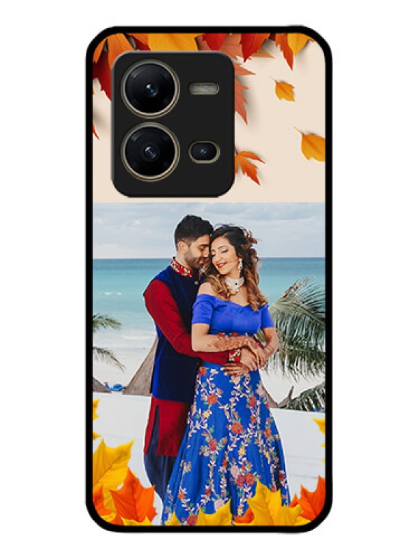 Custom Vivo V25 5G Custom Metal Phone CaseAutumn Maple Leaves Design