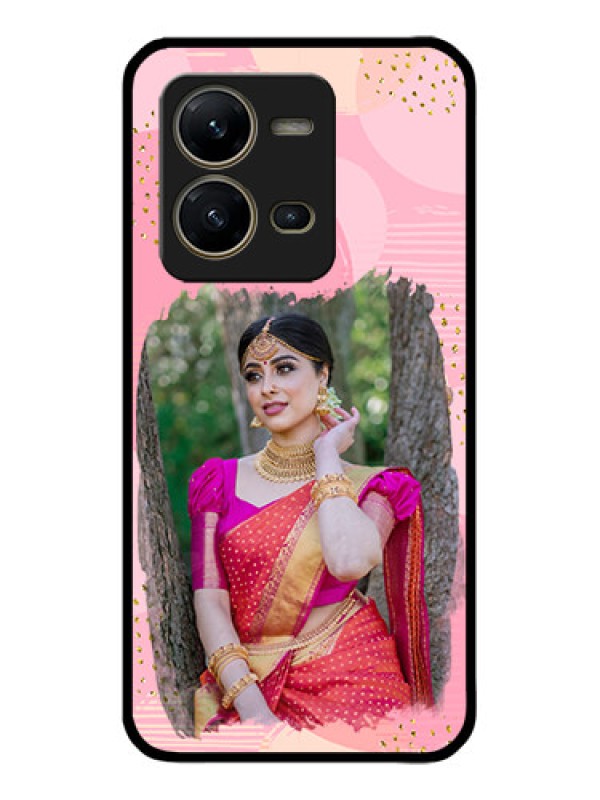 Custom Vivo V25 5G Custom Metal Phone CaseGold Glitter Splash Design