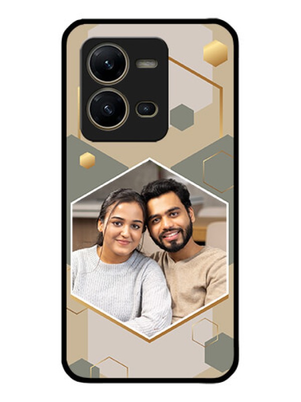 Custom Vivo V25 5G Custom Metal Phone CaseStylish Hexagon Pattern Design