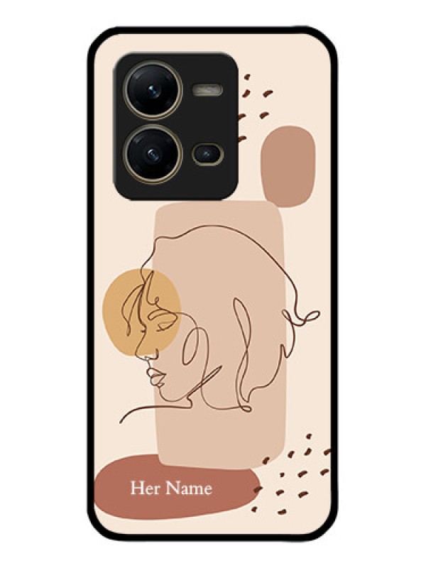Custom Vivo V25 5G Custom Metal Phone CaseCalm Woman Line Art Design