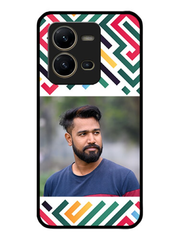 Custom Vivo V25 5G Custom Metal Phone CaseColorful Maze Pattern Design