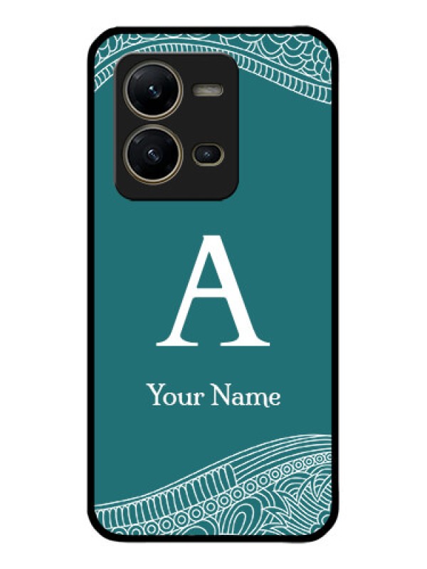 Custom Vivo V25 5G Custom Metal Phone CaseLine Art Pattern With Custom Name Design