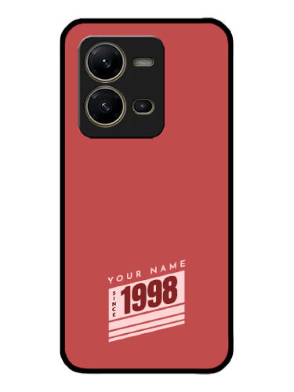 Custom Vivo V25 5G Custom Metal Phone CaseRed Custom Year Of Birth Design
