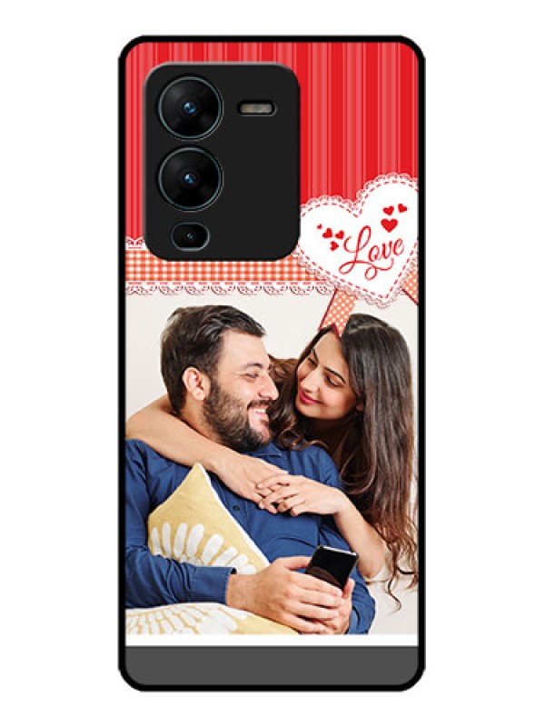 Custom Vivo V25 Pro 5G Custom Metal Phone CaseRed Love Pattern Design