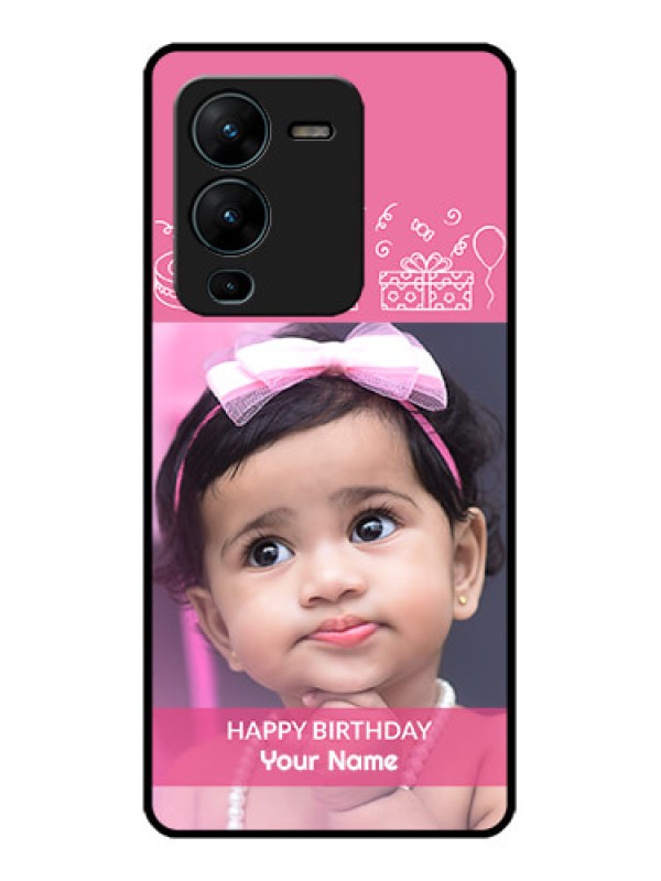 Custom Vivo V25 Pro 5G Custom Metal Phone CaseWith Birthday Line Art Design