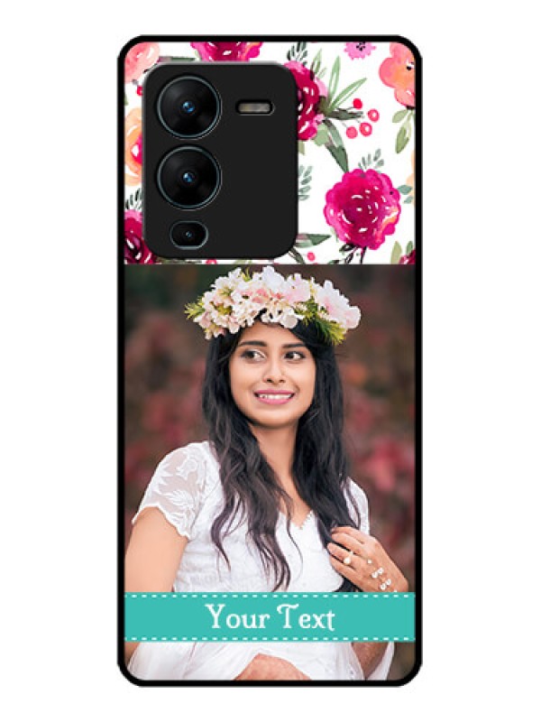 Custom Vivo V25 Pro 5G Custom Metal Phone CaseWater Colors Floral Design