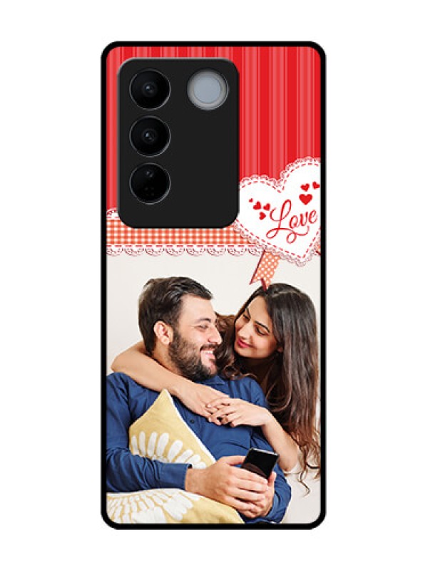 Custom Vivo V27 Pro Custom Metal Phone CaseRed Love Pattern Design