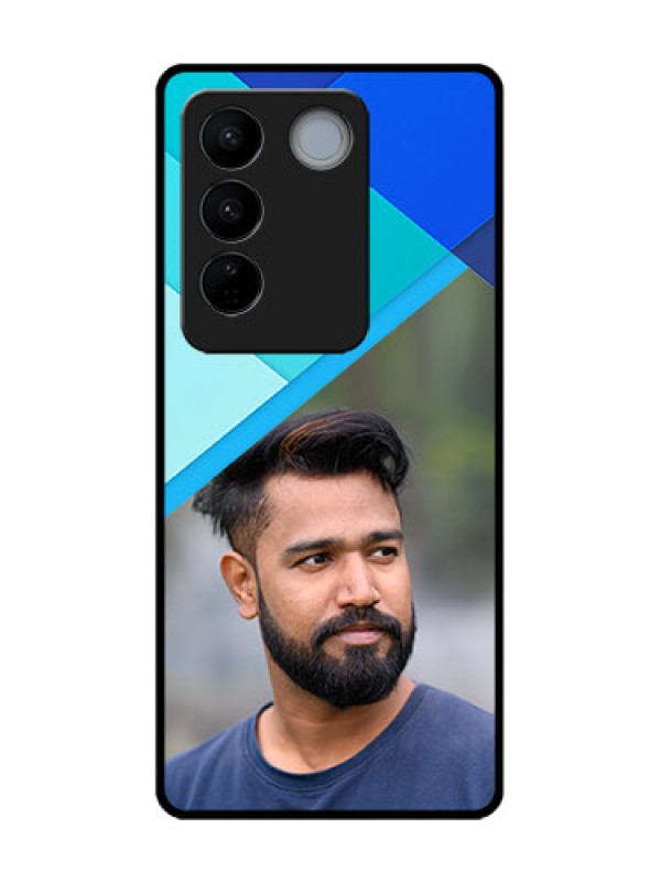 Custom Vivo V27 Pro Custom Metal Phone CaseBlue Pattern Design