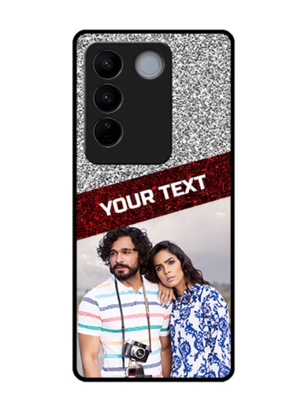 Custom Vivo V27 Pro Custom Metal Phone CaseImage Holder With Glitter Strip Design