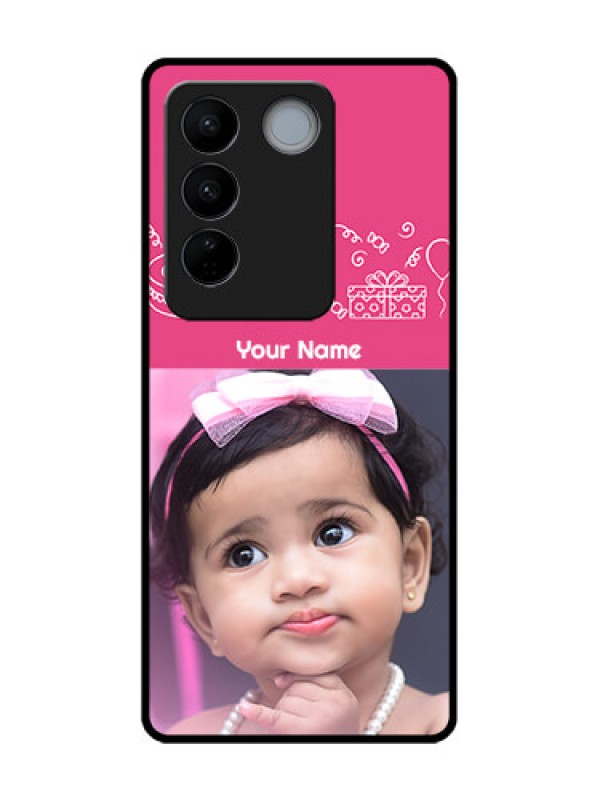 Custom Vivo V27 Pro Custom Metal Phone CaseWith Birthday Line Art Design