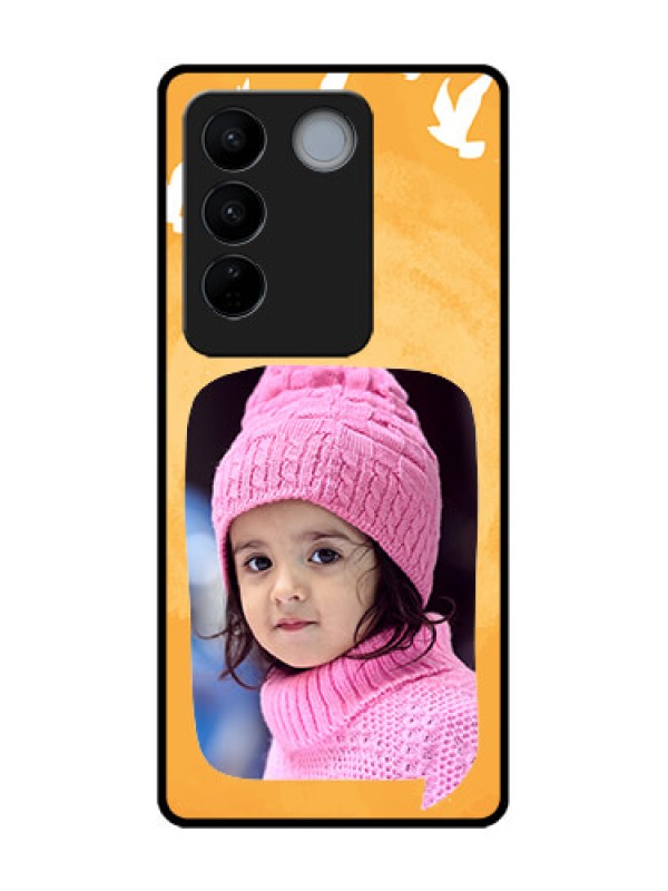 Custom Vivo V27 Pro Custom Metal Phone CaseWater Color Design With Bird Icons