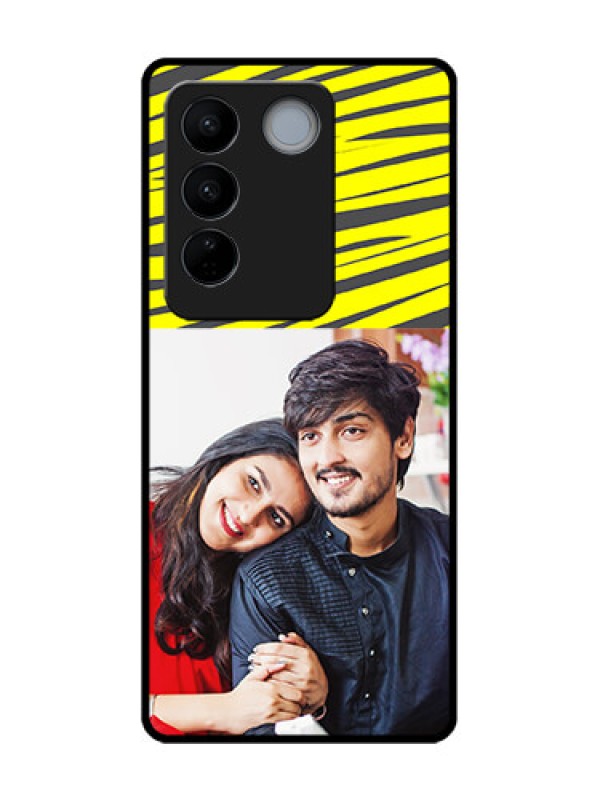 Custom Vivo V27 Pro Custom Metal Phone CaseYellow Abstract Design