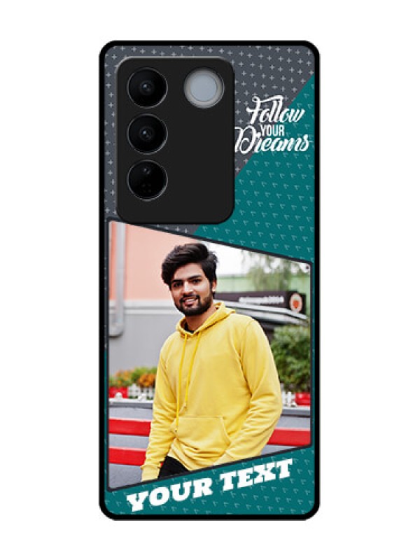 Custom Vivo V27 Pro Custom Metal Phone CaseBackground Pattern Design With Quote