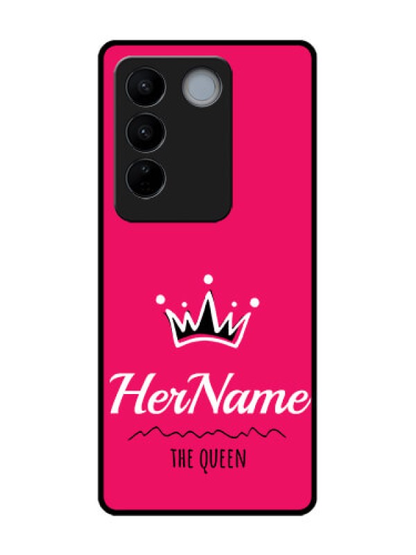 Custom Vivo V27 Pro Custom Metal Phone CaseQueen With Name Design