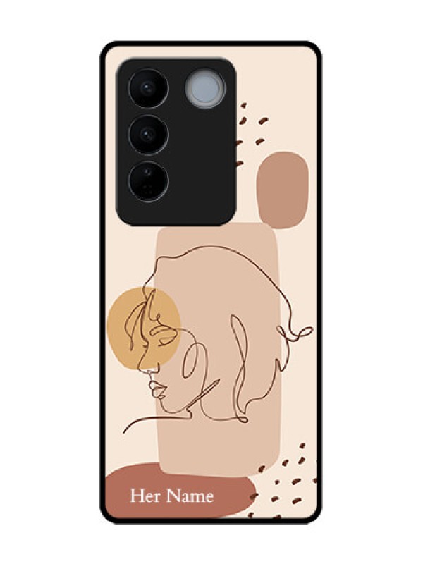 Custom Vivo V27 Pro Custom Metal Phone CaseCalm Woman Line Art Design