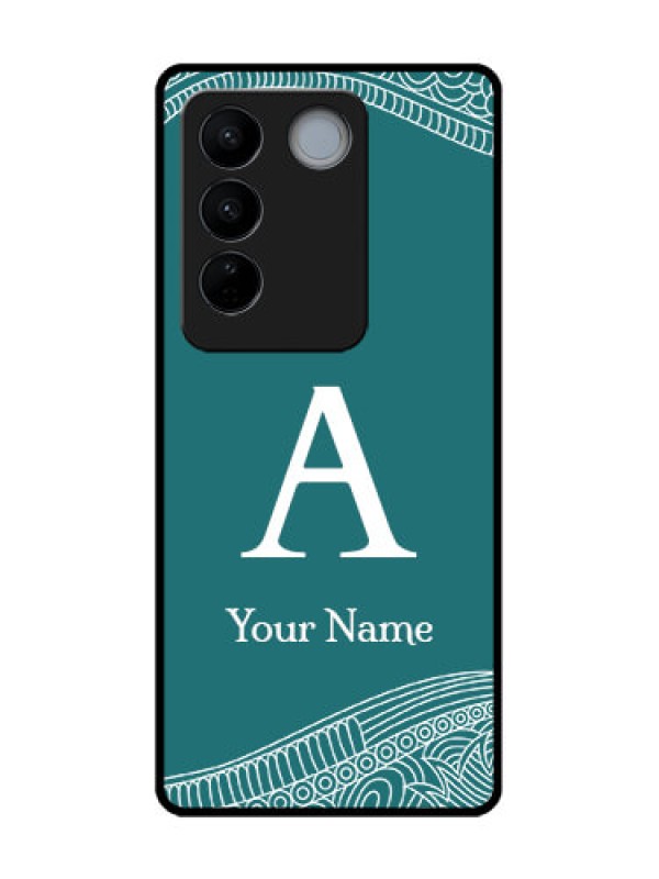 Custom Vivo V27 Pro Custom Metal Phone CaseLine Art Pattern With Custom Name Design