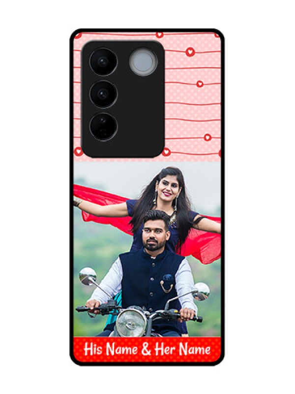 Custom Vivo V27 Custom Metal Phone CaseRed Pattern Case Design